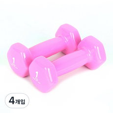 Spobank PVC彩色啞鈴, 1kg, 4入, 粉色(1kg)