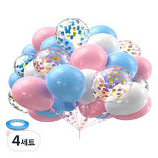 만들하비 컨페티 풍선 30p 세트, 블루핑크(랜덤발송), 4세트