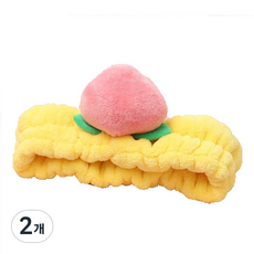 灰色摩登超細纖維桃子洗臉髮帶 15*15*4cm, 黃色, 2個