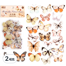 OLIVEPARTY 蝴蝶復古手帳貼紙20款 x 2張組合, 白色, 2套