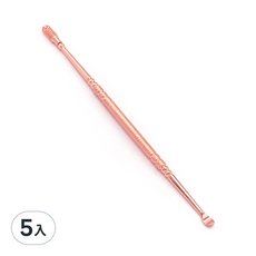 Y592雙頭掏耳棒5入 玫瑰金不鏽鋼 360度清潔耳垢 全家適用, 10支, 5包