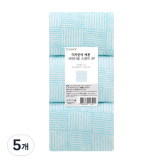 샤바스 디자인이 예쁜 샤워타월, 스퀘어 스카이블루, 3개입, 5개