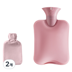 Urbanic 水瓶型熱水超細纖維熱敷袋 粉紅色 1000ml, 2個