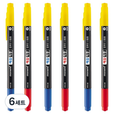 모나미 예감적중 사인펜 2종 x 3p 세트, 빨강, 파랑, 6세트