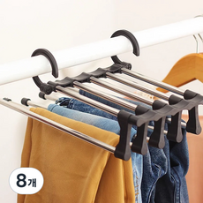 솔브리빙 다용도 스텐 5단 접이식 바지걸이, 블랙