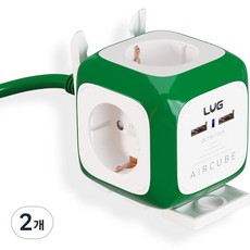 러그박스 에어큐브 USB 멀티탭 4구 LUG-KSG-04U-1.5(RG), 3m, 그린, 2개