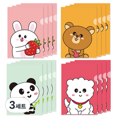 動物L型文件夾 4款 x 4入 組, 兔子 + 熊 + 熊貓 + 小狗, 3套