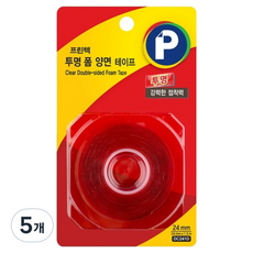 Printec 泡棉雙面膠帶 DC241D 24mm x 1.5m, 泡棉 透明, 5個