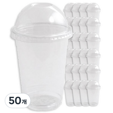 아이스 투명컵 16oz + 돔형 타공 뚜껑, 50개