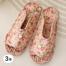 ARYKO 女款絎縫棉質可水洗客廳拖鞋, 3組, F型