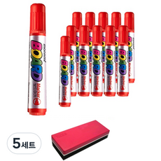 Monami 白板筆 B 12入 + Tukobi 白板擦組, 紅色, 5套