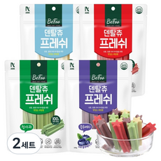베푸 아크펫푸드 강아지 치석제거 덴탈츄 프레쉬 간식 180g x 4종 세트, 2세트, 혼합맛(블루베리/딸기/청사과/밀크치즈)