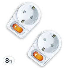 픽스산업 L자형 개별 스위치 멀티탭 1구, 화이트, 8개