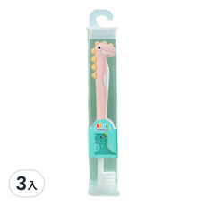 其他品牌 恐龍造型兒童軟毛牙刷 可愛造型, 粉色, 1入, 3支