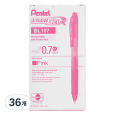 펜텔 볼펜 BL107-P 0.7mm, Pink, 36개