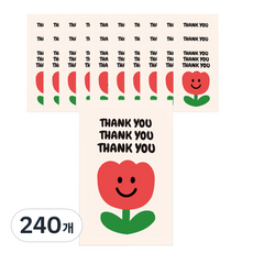 Donna&deco Thank you Thank you鬱金香微笑貼紙 5*8cm, 240件, 紅色