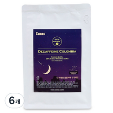 코맥 디카페인 콜롬비아 슈가케인 원두커피 C8, 200g, 6개, 홀빈(분쇄안함)