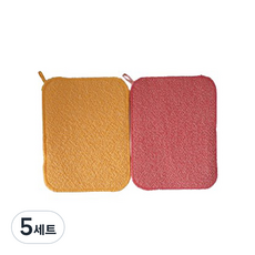 WFH 有機純棉 The Clean 菜瓜布 紅色 + 黃色組, 5套, 2入