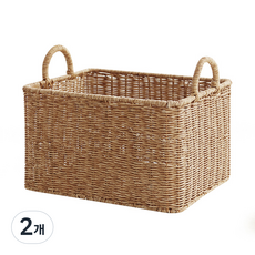 네이쳐리빙 데이지가든 깊은 손잡이 라탄바구니 L, 2개