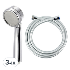 월드크린 파워 수압 홈 샤워기 + PVC 샤워줄 2M 세트, 3세트, 단일 색상(샤워기), 실버(샤워줄)