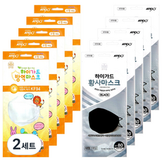 하이가드 숲의숨 방역 황사마스크 2종 세트 화이트 소형 KF94 5p + 블랙 대형 KF80 5p, 2세트
