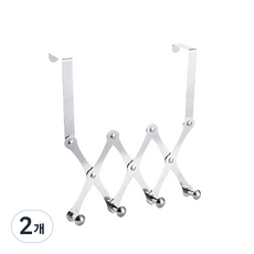 不鏽鋼門用掛鉤 4鉤, 銀色, 2個
