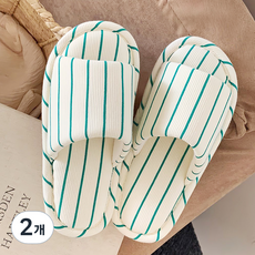 EVER HOUSE 柔軟棉麻室內拖鞋, 奶油綠, 2個