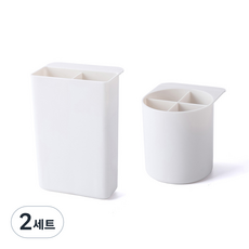 모모튜브 다용도 공간 활용 미니 수납함 2종 세트, 화이트, 2세트