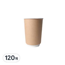 牛皮紙雙層紙杯 390ml, 120個, 1入