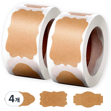 Awesome Goods 牛皮紙收納標籤3種捲筒貼紙, 4個, 150入