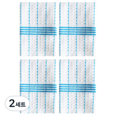 Theia 日式風格純棉廚房抹布 4入組 A 藍色, 2套