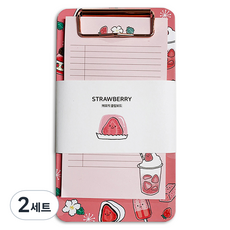 Langcat Mall Buri 便條紙 + 板夾套組 100mm x 180mm, 草莓, 2套