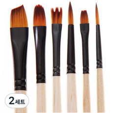 Make Mine 水彩油畫兩用多功能美術筆刷6件組 A611, 2套, 10, 6, 4, 7, 2, 1