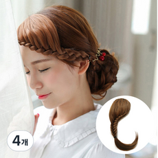 하이유니 벼머리 사이드 뱅 앞머리 헤어피스 오른쪽, 라이트브라운, 4개