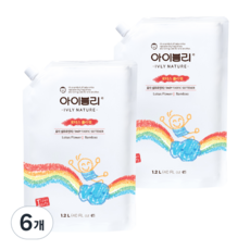 IVLY NATURE 嬰幼兒衣物柔軟精 蓮花香 補充包, 1.2L, 6包