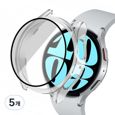루아러블 갤럭시워치 액정 보호 강화유리 풀커버 케이스, 투명, 5개