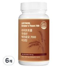 라이프토콜 국내산 맥주효모 700 비오틴, 200정, 6개