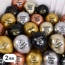 피앤비유니티 신년 레터링 인쇄풍선 30종 세트, 02 블랙 골드 실버 샴페인골드 로즈골드 믹스, 2세트