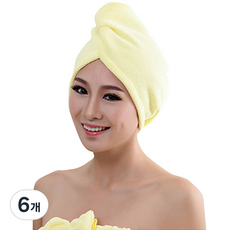 더자카 민무늬 샤워두건, 옐로, 6개