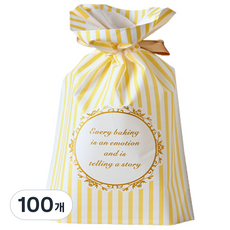 Maket Gamseong 束口袋包裝袋 50入, 黃色條紋, 100個