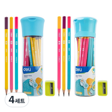 deLi 得力 學校鉛筆 HB 30入 + 削鉛筆機 + 筆盒組 EU53006, 混色, 4套