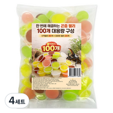 로라펫 프로틴 &믹스 곤충젤리 16g x 100p + 먹이그릇 세트, 혼합색상, 4세트
