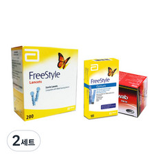 애보트 프리스타일 옵티엄 혈당 시험지 100매 + 수동랜싯 200p + 에프에이 이올스왑 소독솜 100매, 2세트
