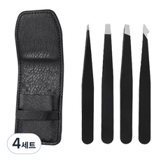 Beauty Mama 高級專業用鑷子4件組, 4套, 黑色