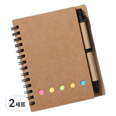 일상속반짝 메모 다이어리 세트, 브라운, 2세트