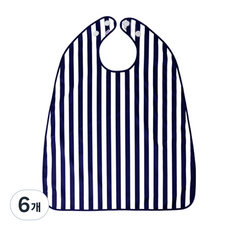Derhappy 成人防水條紋鈕扣式圍兜, 海軍藍, 6個