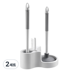 Khohimo 4合1 浴室馬桶刷 馬桶疏通器 縫隙刷 鑷子 4件組, 白色, 2套