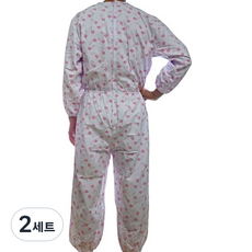 메디코 뒷지퍼 성인우주복 L, 핑크국화, 2세트