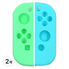 HOHOO 任天堂 Switch OLED Joy-Con 矽膠握把保護套 汪汪保護套, 綠色 + 藍色, 單一商品, 2個