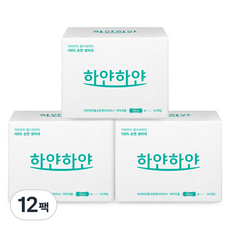 하얀하얀 순면 올코튼 팬티라이너 생리대, 일반, 20개입, 12세트
